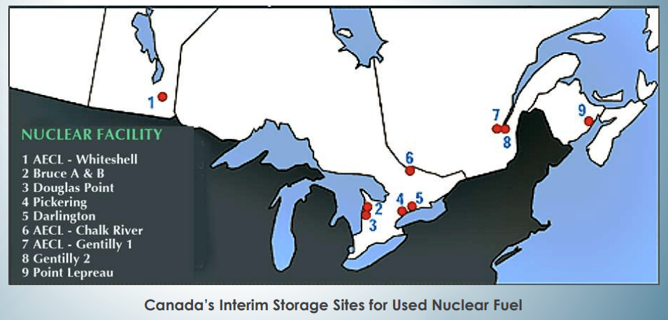 Canada's interim storage sites for high-level nuclear waste