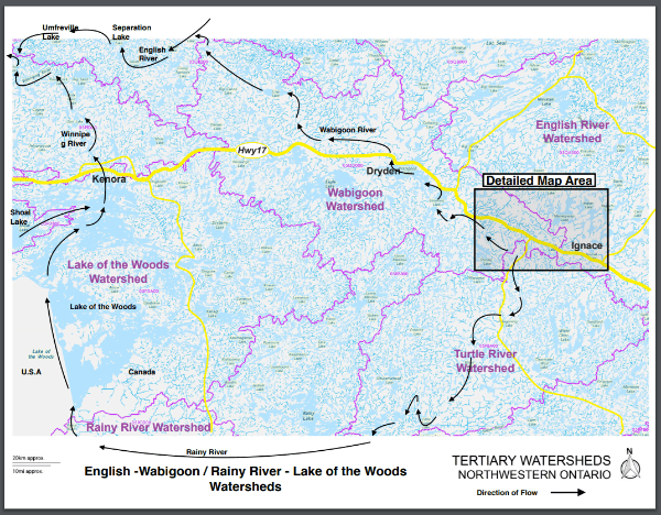 watersheds map: english-wabigoon and rainy river-lake of the woods